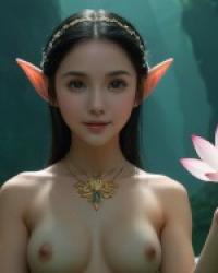 Poto bokep An Elf Girls holding lotus in the fantasy world - AI Images indah