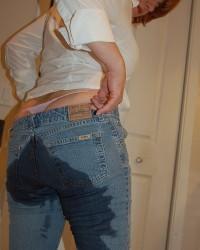 Foto bokep indah Female pee desperation & wetting her tight jeans, panties & spandex pants C